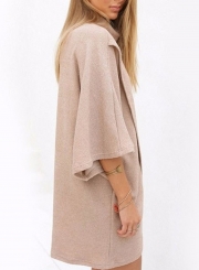 Fashion High Neck 3/4 Batwing Sleeve Loose Fit Asymmetrical Top