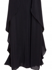 Women's Square Neck Summer Denim Chiffon Midi Overalls Dress