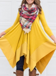 Asymmetric Splicing Hem Stretched Knit Going Out Dress