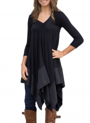 Asymmetric Splicing Hem Stretched Knit Going Out Dress