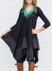 Asymmetric Splicing Hem Stretched Knit Going Out Dress