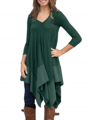 Asymmetric Splicing Hem Stretched Knit Going Out Dress