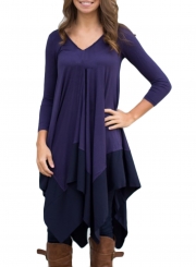 Asymmetric Splicing Hem Stretched Knit Going Out Dress