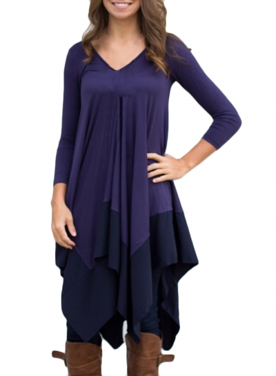 Asymmetric Splicing Hem Stretched Knit Going Out Dress YOUYOUFASHIONEC.com