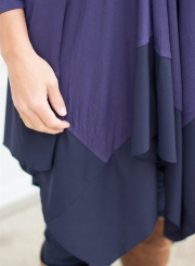 Asymmetric Splicing Hem Stretched Knit Going Out Dress