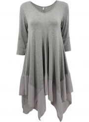Asymmetric Splicing Hem Stretched Knit Going Out Dress