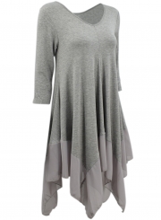 Asymmetric Splicing Hem Stretched Knit Going Out Dress