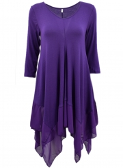 Asymmetric Splicing Hem Stretched Knit Going Out Dress