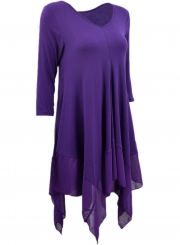 Asymmetric Splicing Hem Stretched Knit Going Out Dress