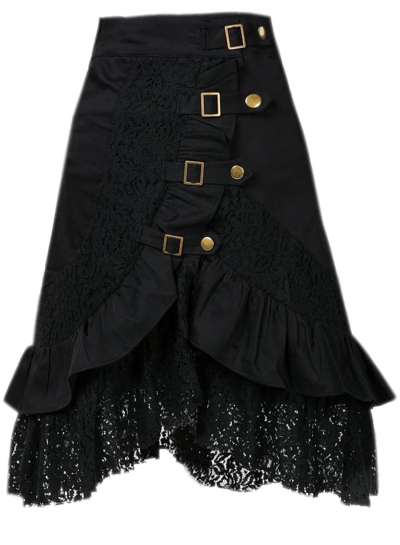Mid Waist Hollow Out Steampunk Gothic Vintage Lace Gypsy Hippie Skirt