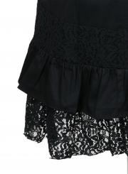 Mid Waist Hollow Out Steampunk Gothic Vintage Lace Gypsy Hippie Skirt