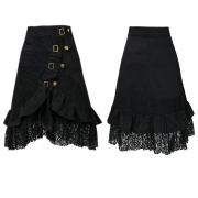 Mid Waist Hollow Out Steampunk Gothic Vintage Lace Gypsy Hippie Skirt
