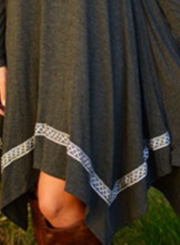 Casual Long Sleeve Asymmetric Hem Stretched Knee Length Knit Dress