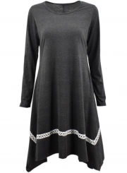 Casual Long Sleeve Asymmetric Hem Stretched Knee Length Knit Dress