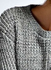 Women's Long Sleeve Beautiful Heathered Heart Patch Pullover Knit Sweater