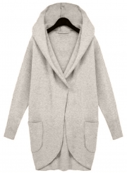 Women's Hooded Long Sleeve Loose Fit Design Woolen Fashion Hooded Coat