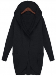 Women's Hooded Long Sleeve Loose Fit Design Woolen Fashion Hooded Coat