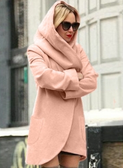Women's Hooded Long Sleeve Loose Fit Design Woolen Fashion Hooded Coat