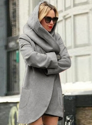 Women's Hooded Long Sleeve Loose Fit Design Woolen Fashion Hooded Coat