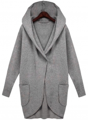 Women's Hooded Long Sleeve Loose Fit Design Woolen Fashion Hooded Coat