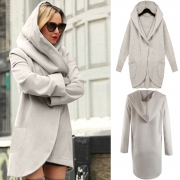 Women's Hooded Long Sleeve Loose Fit Design Woolen Fashion Hooded Coat