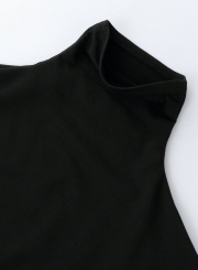 Amazing Long Sleeve Fashion Solid High Neck Sweater Day Dress