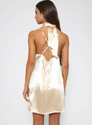 Sexy Sleeveless Spaghetti Strap V Neck Chemise Evening Party Dress
