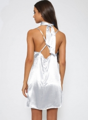 Sexy Sleeveless Spaghetti Strap V Neck Chemise Evening Party Dress