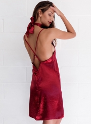 Sexy Sleeveless Spaghetti Strap V Neck Chemise Evening Party Dress