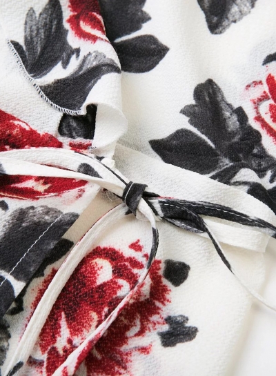 Short Sleeve V Neck Floral Print Maxi Prom Evening Dress stylesimo.com