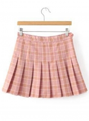 Women's Fashion Plaid Pattern Pleated Mini Skirt Day Dress
