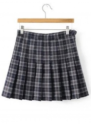 Women's Fashion Plaid Pattern Pleated Mini Skirt Day Dress