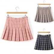 Women's Fashion Plaid Pattern Pleated Mini Skirt Day Dress