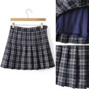 Women's Fashion Plaid Pattern Pleated Mini Skirt Day Dress