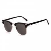 Women's Casual Wooden Retro Metal Large Frame Square Sunglasses