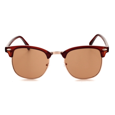 Women's Casual Wooden Retro Metal Large Frame Square Sunglasses YOUYOUFASHIONEC.com