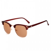 Women's Casual Wooden Retro Metal Large Frame Square Sunglasses