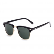 Women's Casual Wooden Retro Metal Large Frame Square Sunglasses
