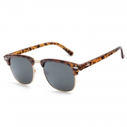Women's Casual Wooden Retro Metal Large Frame Square Sunglasses
