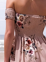 Floral Strapless Short Sleeve High Slit Maxi Party Dress