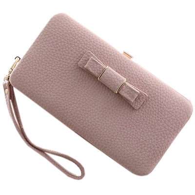 Women's Bow Large Capacity Strap Holder Artificial Leather Long Purse YOUYOUFASHIONEC.com
