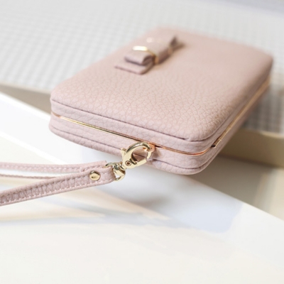 Women's Bow Large Capacity Strap Holder Artificial Leather Long Purse stylesimo.com
