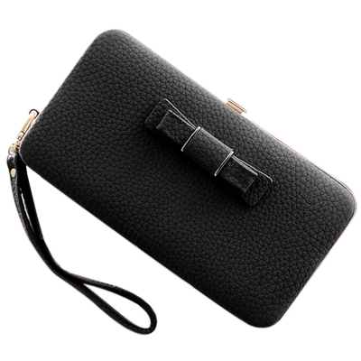 Women's Bow Large Capacity Strap Holder Artificial Leather Long Purse YOUYOUFASHIONEC.com