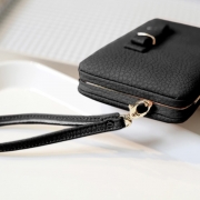 Women's Bow Large Capacity Strap Holder Artificial Leather Long Purse