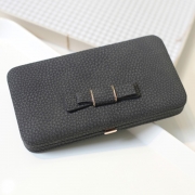 Women's Bow Large Capacity Strap Holder Artificial Leather Long Purse