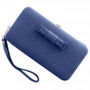 Women's Bow Large Capacity Strap Holder Artificial Leather Long Purse