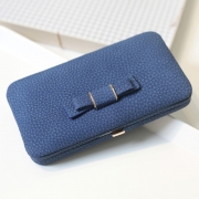 Women's Bow Large Capacity Strap Holder Artificial Leather Long Purse