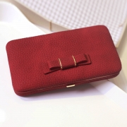 Women's Bow Large Capacity Strap Holder Artificial Leather Long Purse