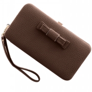 Women's Bow Large Capacity Strap Holder Artificial Leather Long Purse