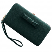 Women's Bow Large Capacity Strap Holder Artificial Leather Long Purse